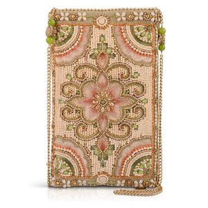 Mary Frances Gentle Touch Beaded Crossbody Handbag Floral Bag Beige Purse NEW